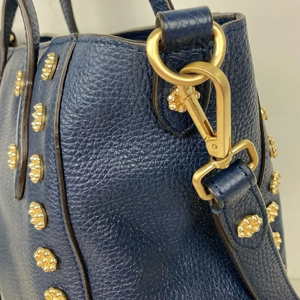 ANNABEL INGALL Leather Daisy Stud Tote in Navy - $465.
